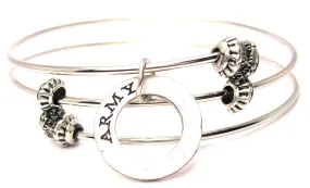 Army Affirmation Ring Triple Style Expandable Bangle Bracelet