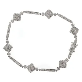 Art Deco Diamond Square Bar Link Bracelet