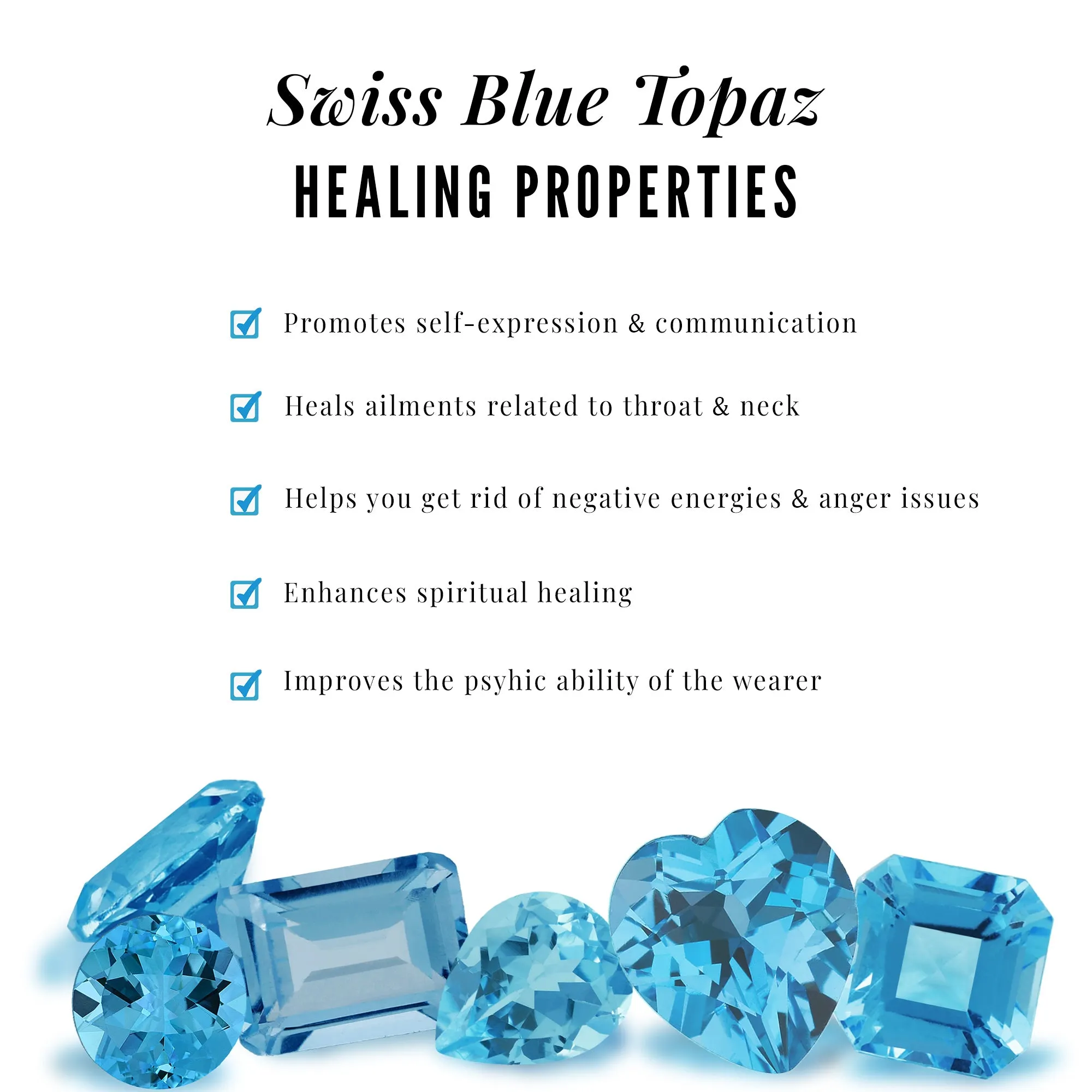 Asscher Cut Swiss Blue Topaz and Diamond Side Stones Ring