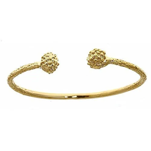 Better Jewelry 10K Yellow Gold BABY West Indian Bangle w. Textured Ball Ends, Sugar Apple Bangles