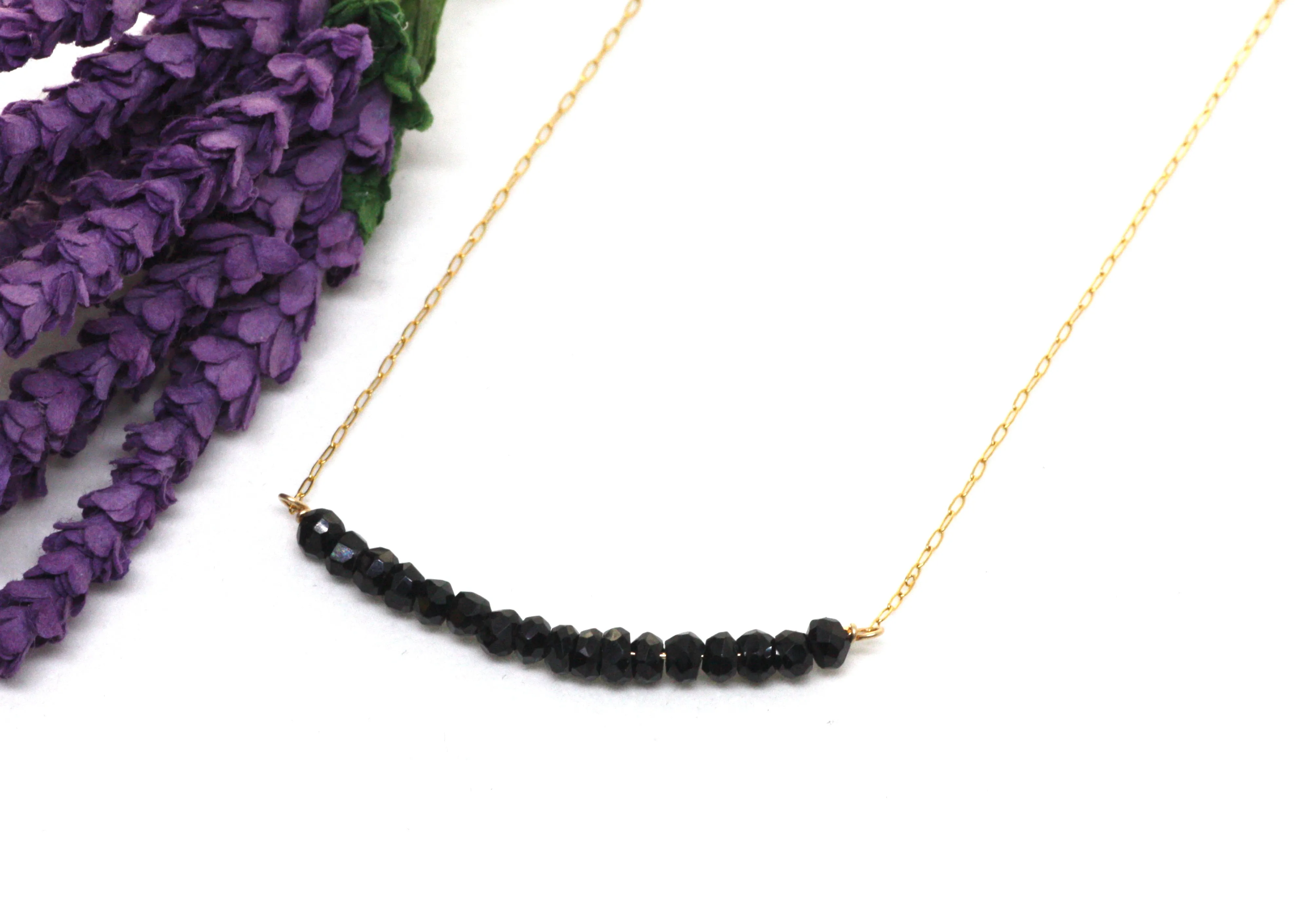 Black Spinel Bar Necklace