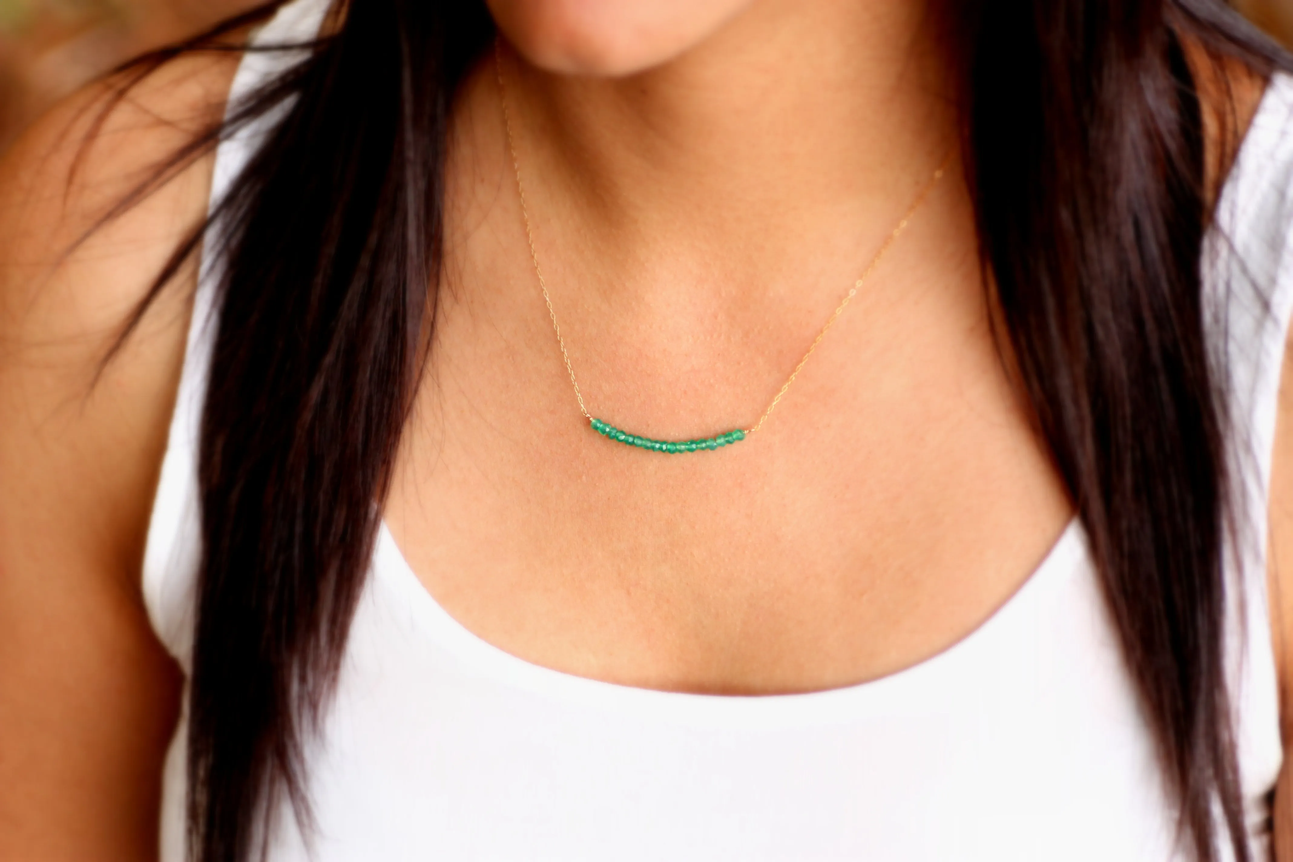 Black Spinel Bar Necklace