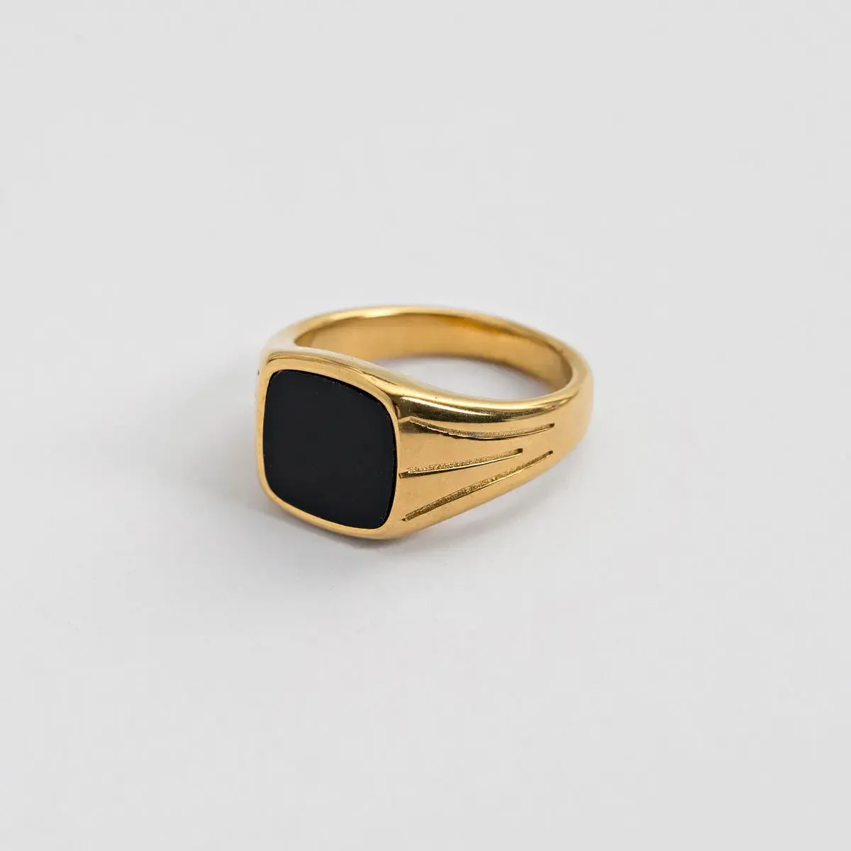 Black Stone Signet Ring Stainless Steel