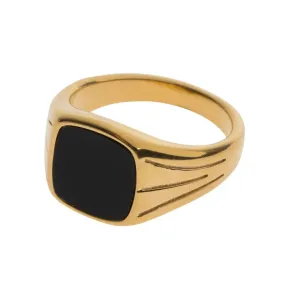 Black Stone Signet Ring Stainless Steel