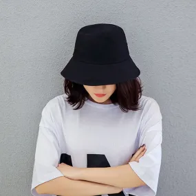 Black White Solid Bucket Hat Unisex Bob Caps Hip Hop Gorros Men women Summer Panama Cap Beach Sun Fishing boonie Hat