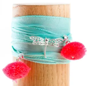 Blue Aqua Dragonfly Silky Bracelet