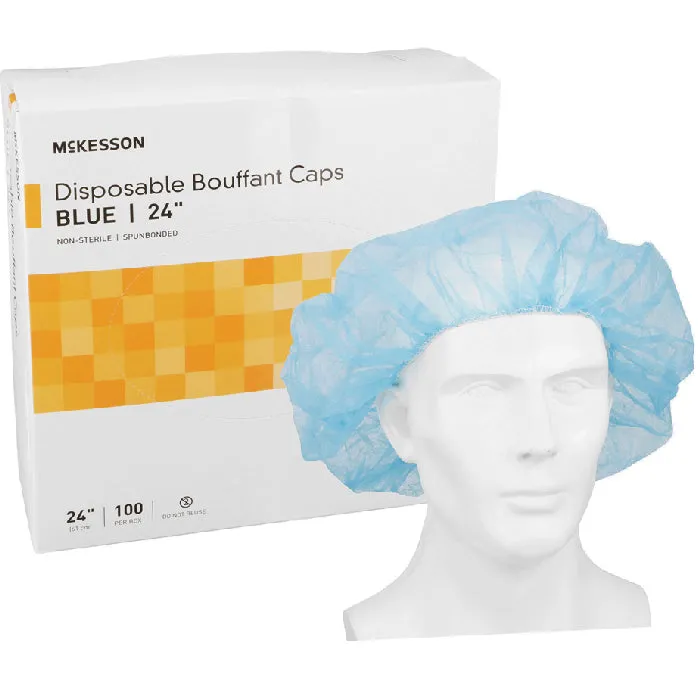 Bouffant Cap with Elastic Closure, Blue Disposable
