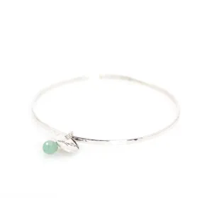 Bracelet - Bangle Sterling Silver & Green Aventurine Charm