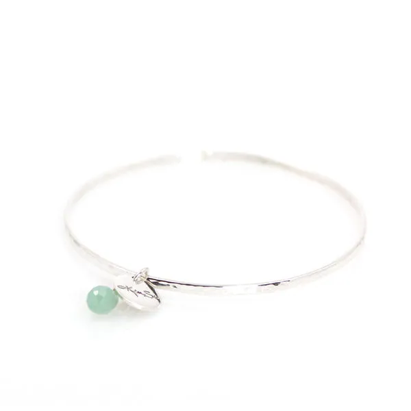 Bracelet - Bangle Sterling Silver & Green Aventurine Charm