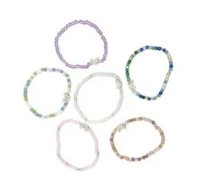 Bracelet - Butterfly - Elastic Beaded Bracelet With Crystal Butterfly Charm