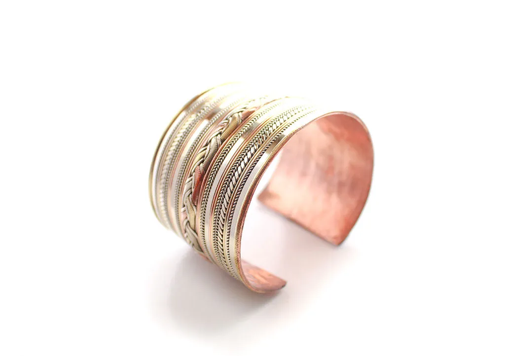Braided Copper Tibetan Cuff Bracelet