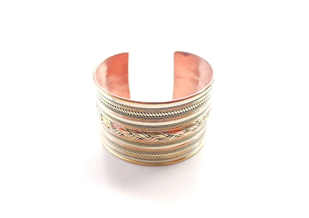 Braided Copper Tibetan Cuff Bracelet