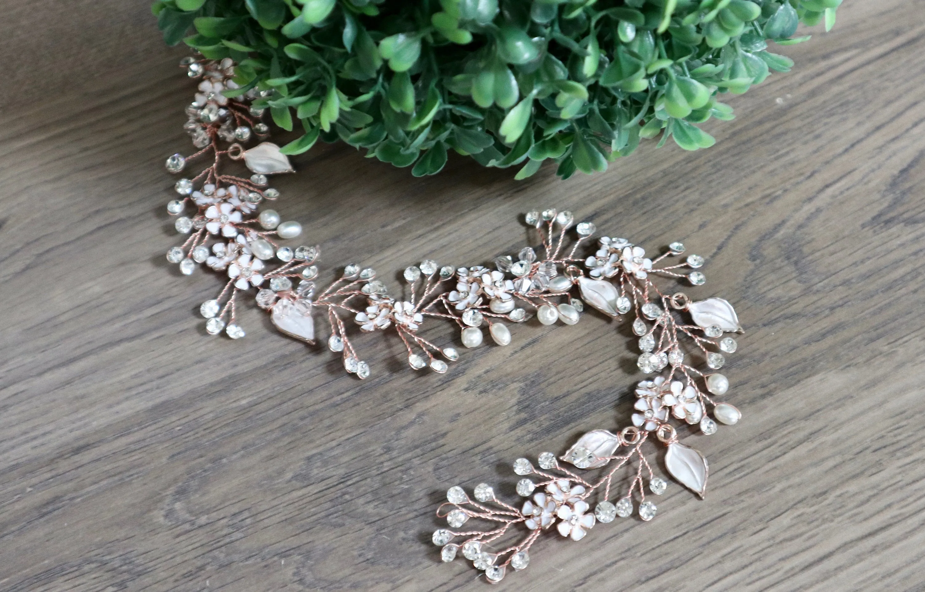Bridal hair vine Bridal hair piece Rose Gold Bridal headpiece Bridal hair comb Wedding hair comb Wedding hair piece Rose Gold hair vine
