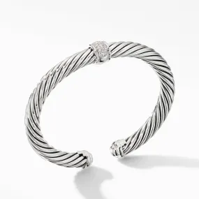 Cable Classic Center Station Bracelet with Pave Diamonds