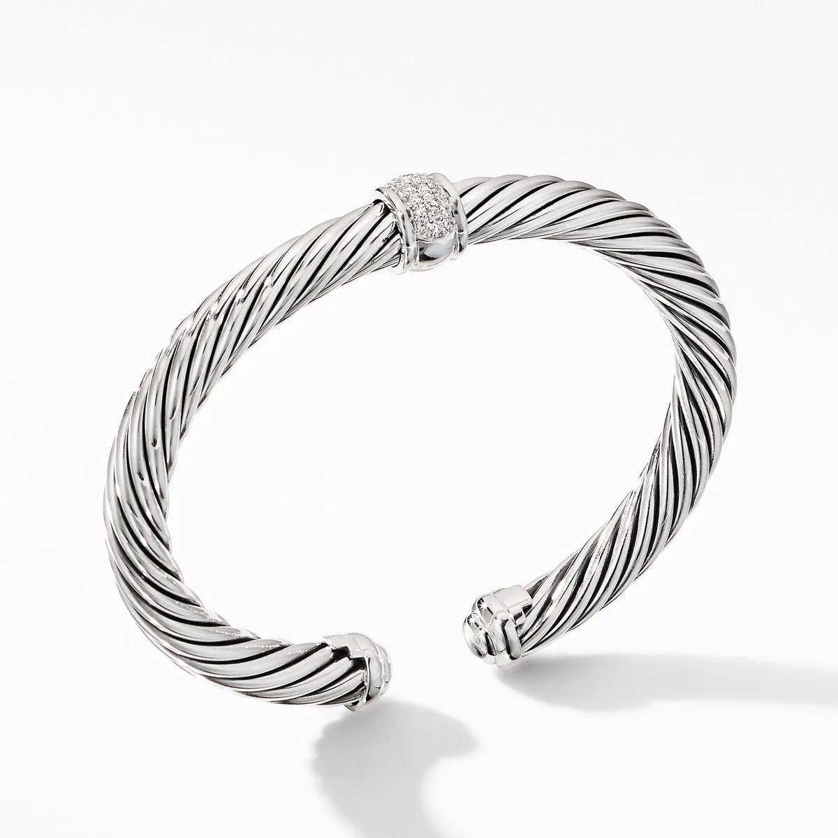 Cable Classic Center Station Bracelet with Pave Diamonds