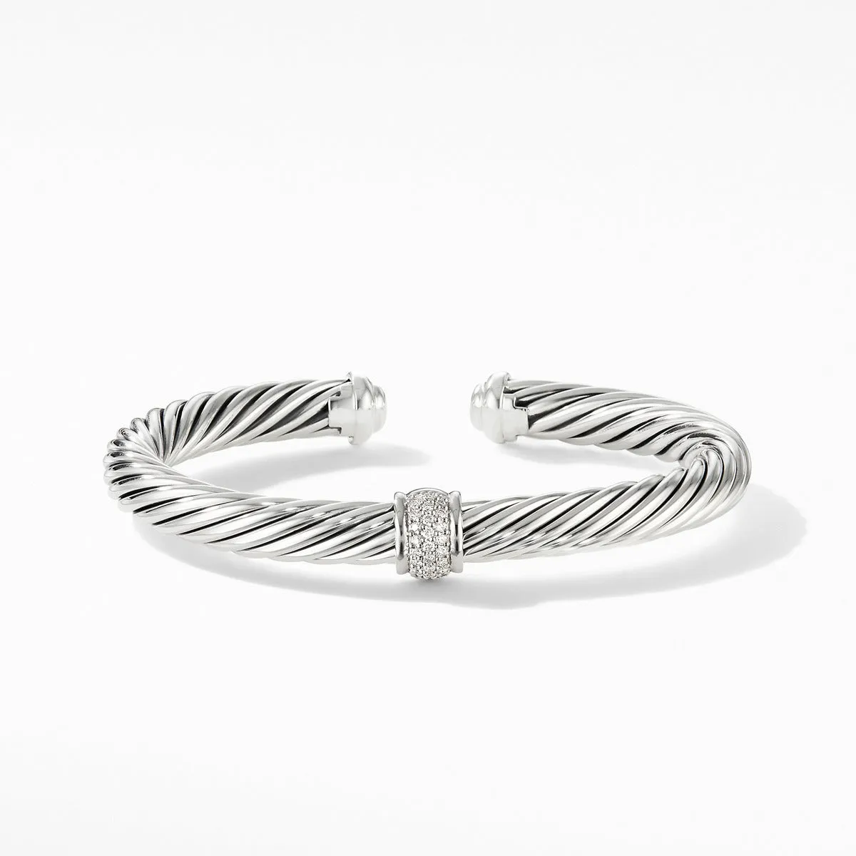 Cable Classic Center Station Bracelet with Pave Diamonds