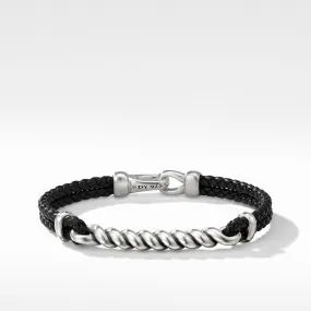 Cable ID Black Leather Bracelet