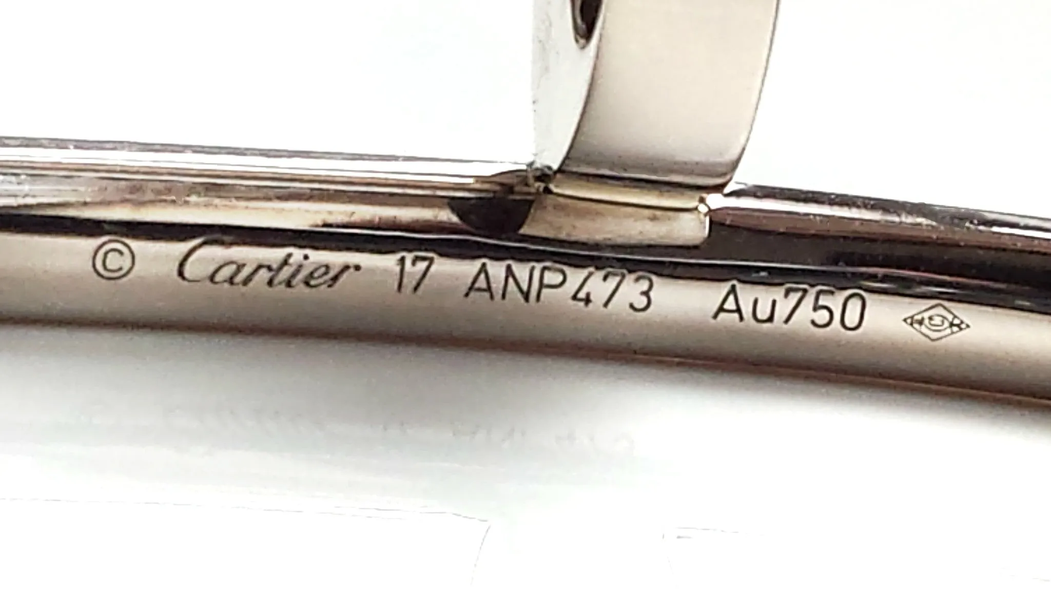 Cartier Juste un Clou Bangle in 18k White Gold, Size 17