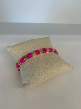 Caryn Lawn - Tiny Tile in Gold/Hot Pink