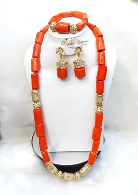 Celebrant Beautiful Real Traditional Coral African Necklace Jewellery Set