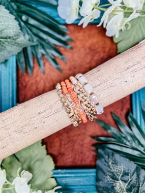 Chained to Memories orange and gold five strand bracelet