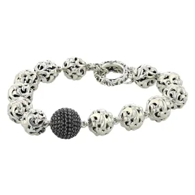 Charles Krypell Silver and Black Sapphire Ivy Bead Bracelet