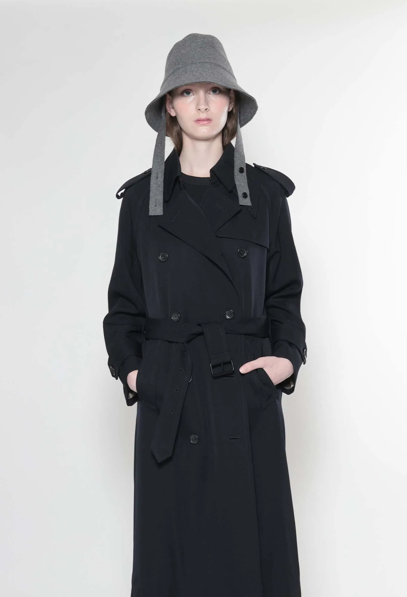 CHARLIE - Wool Felt Bucket Hat with Large Brim in Grey