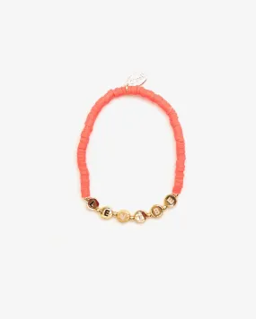 Clare V Beaded Disc Stretch Bracelet Le Vibe Coral JW-BR-BU-100073