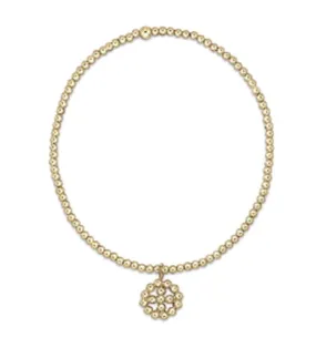 Classic Gold 2mm Bead Bracelet- Classic Beaded Signature Cross Halo Small Gold Charm