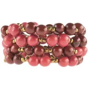 Colorblock Rope Bracelet Burgundy and Coral Faire Collection
