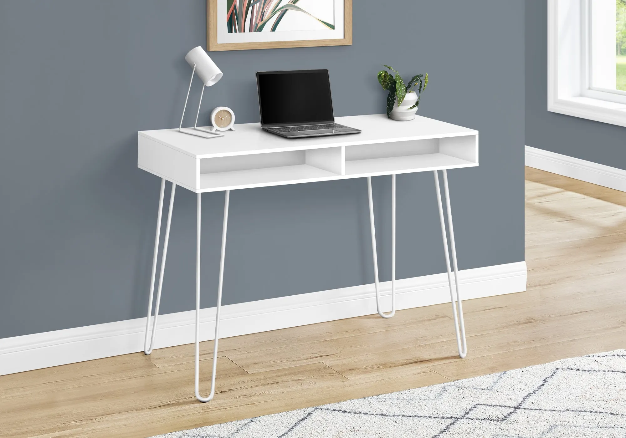Computer Desk - 40"L / White / White Metal