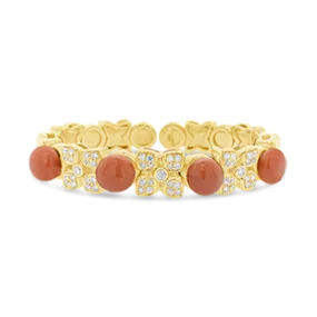 Coral & Diamond Bangle Bracelet
