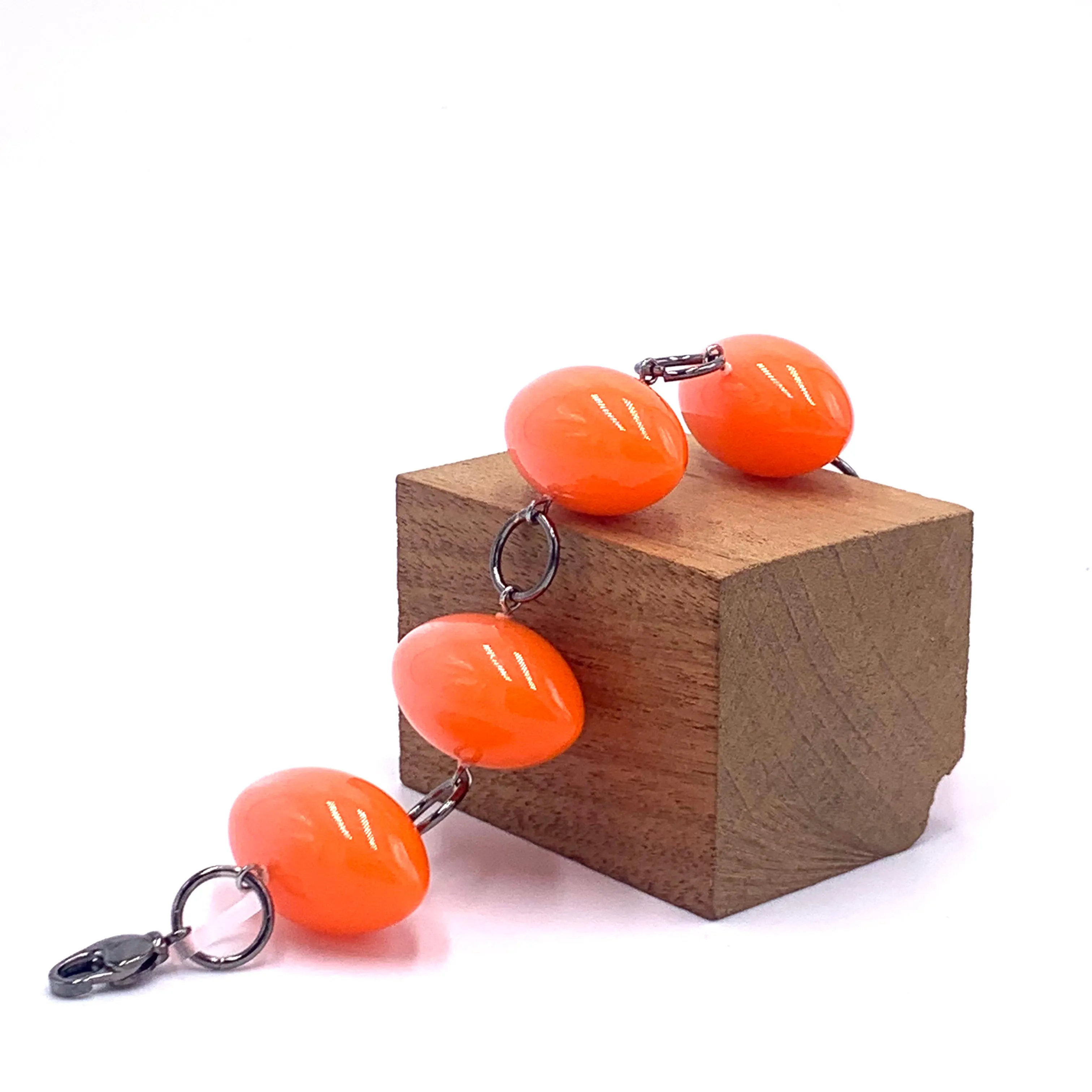 Coral Moonglow Pod Stations Bracelet
