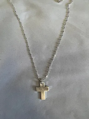Cross Beaded Necklace - Silver