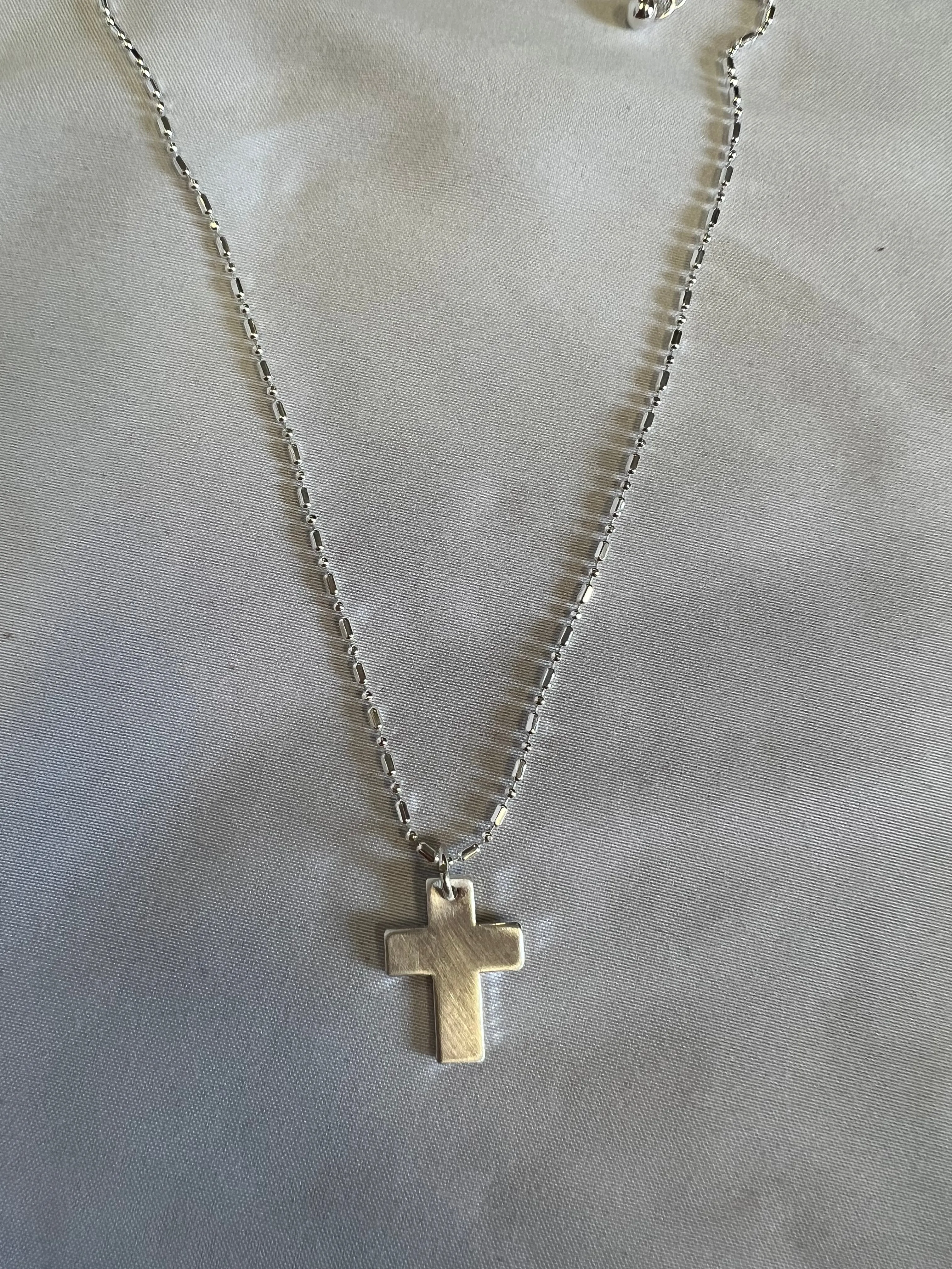 Cross Beaded Necklace - Silver