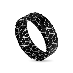 Cube Pattern Champlevé Ring