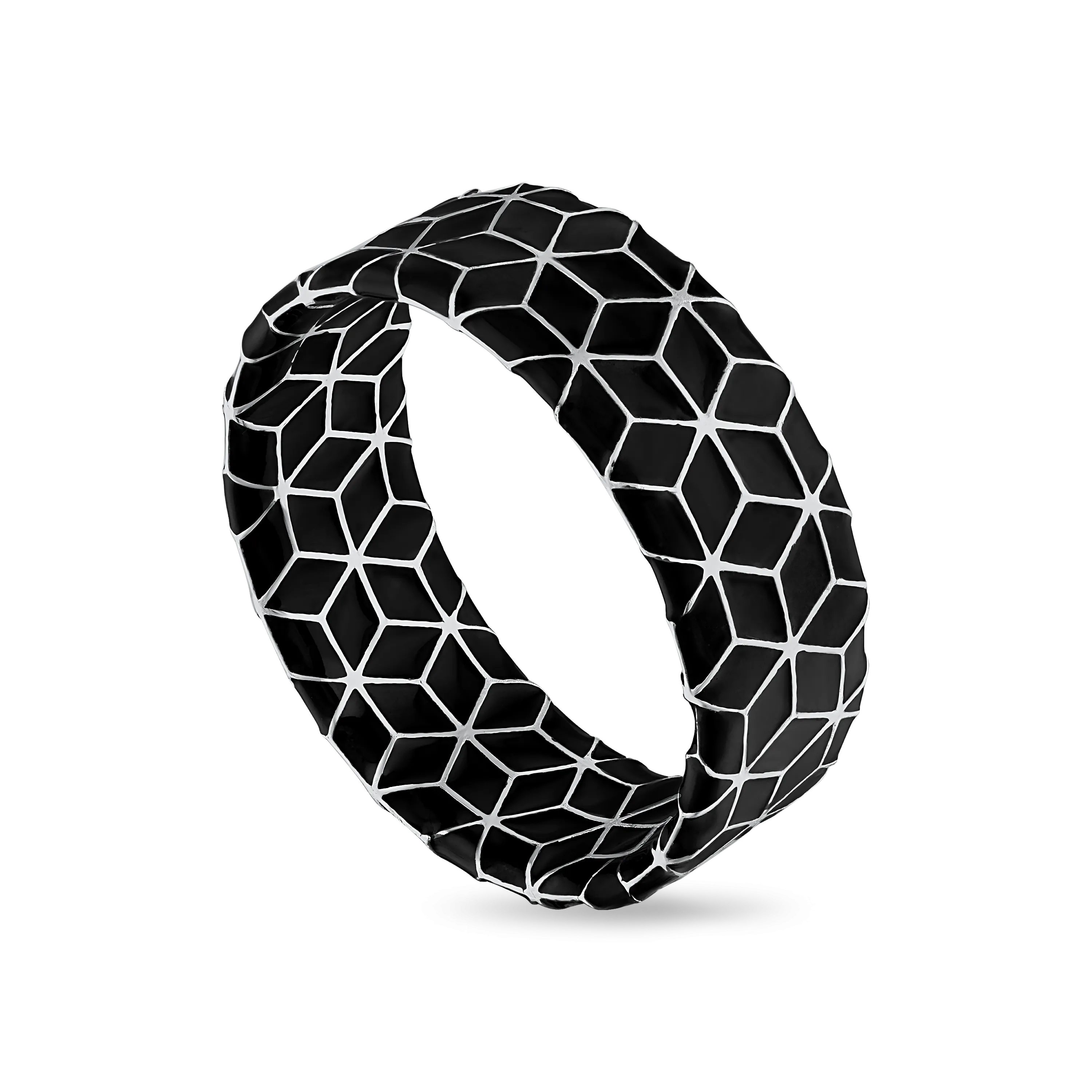 Cube Pattern Champlevé Ring