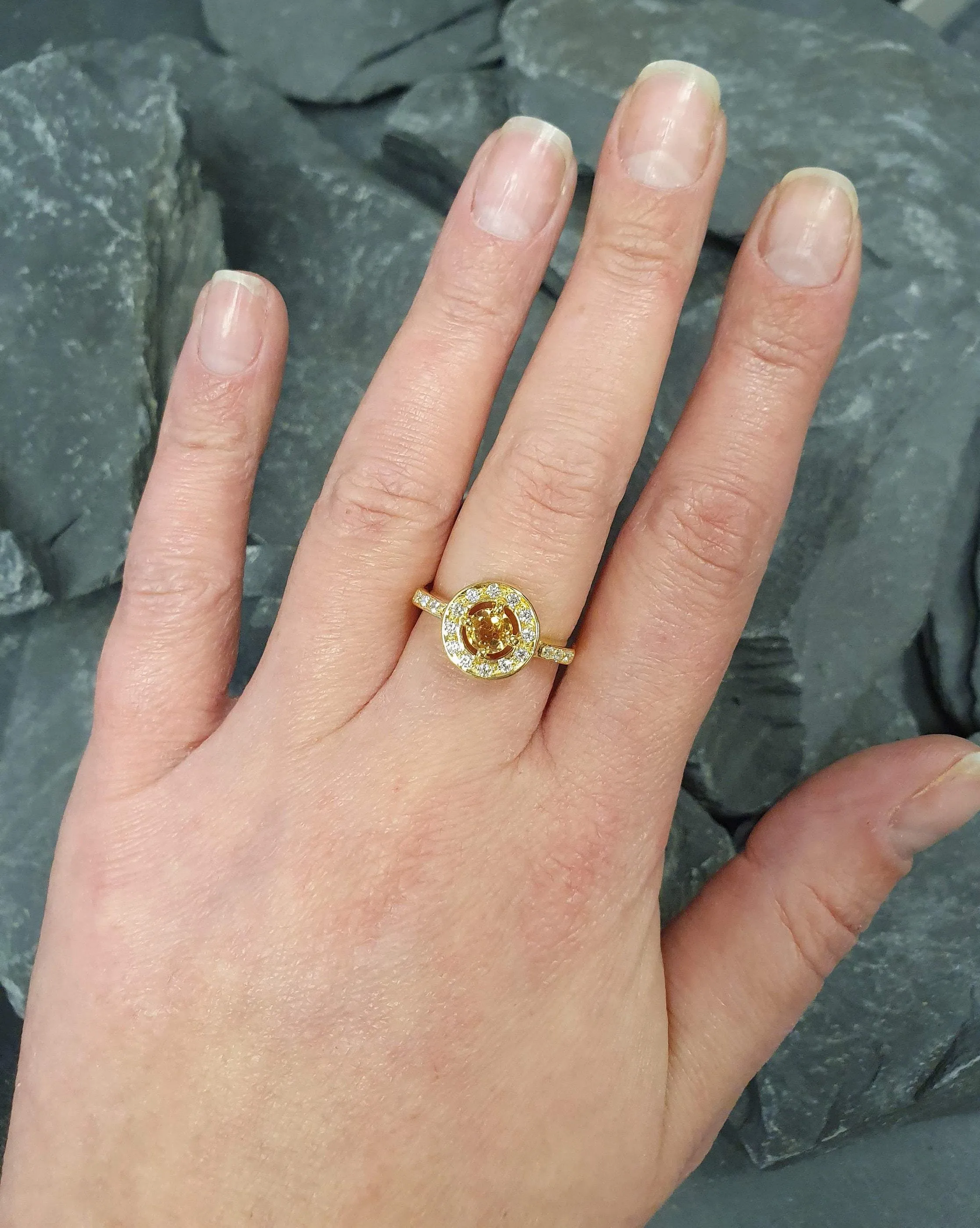 Dainty Citrine Gold Ring - Natural Citrine Ring - November Birthstone Ring