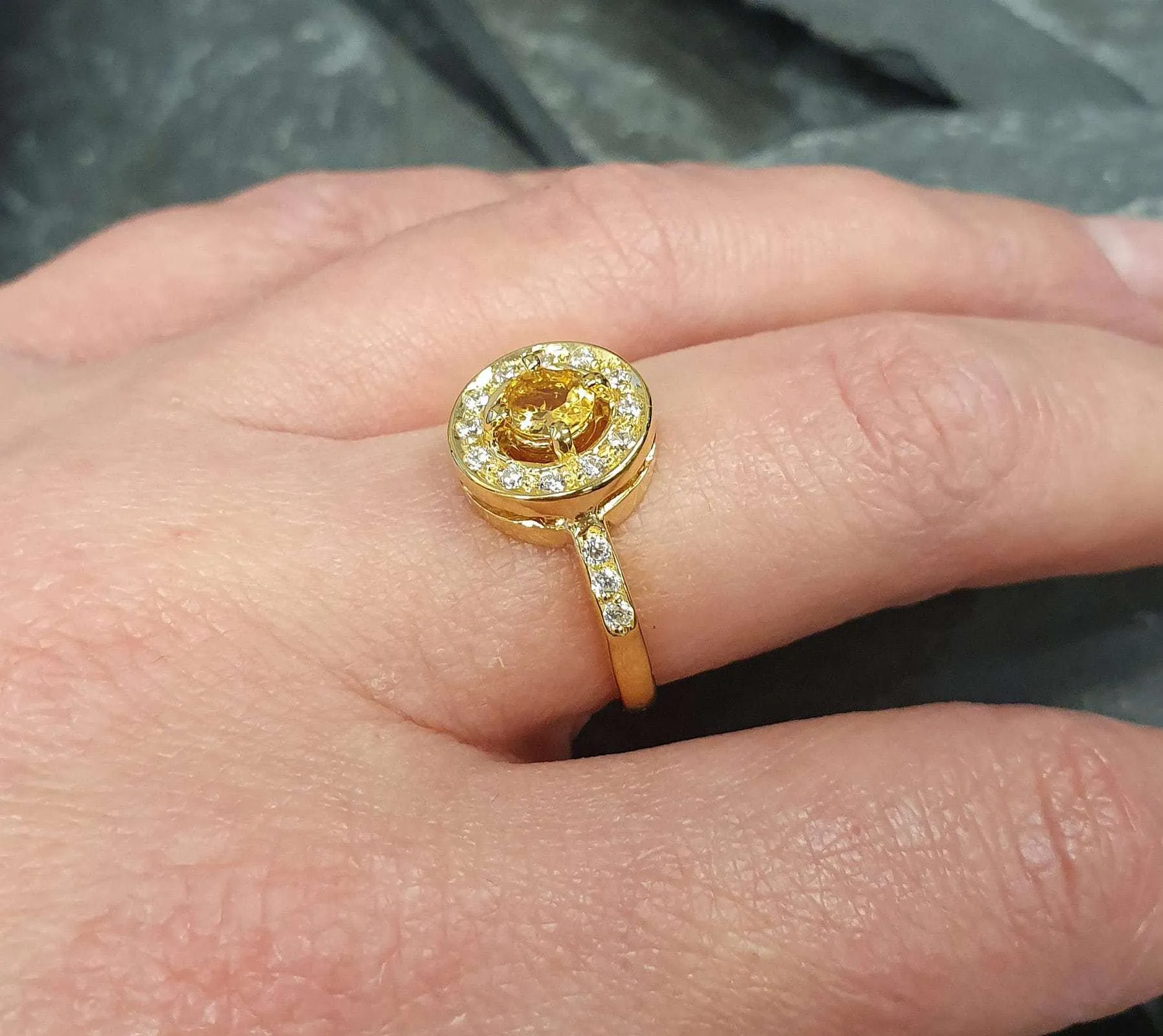 Dainty Citrine Gold Ring - Natural Citrine Ring - November Birthstone Ring