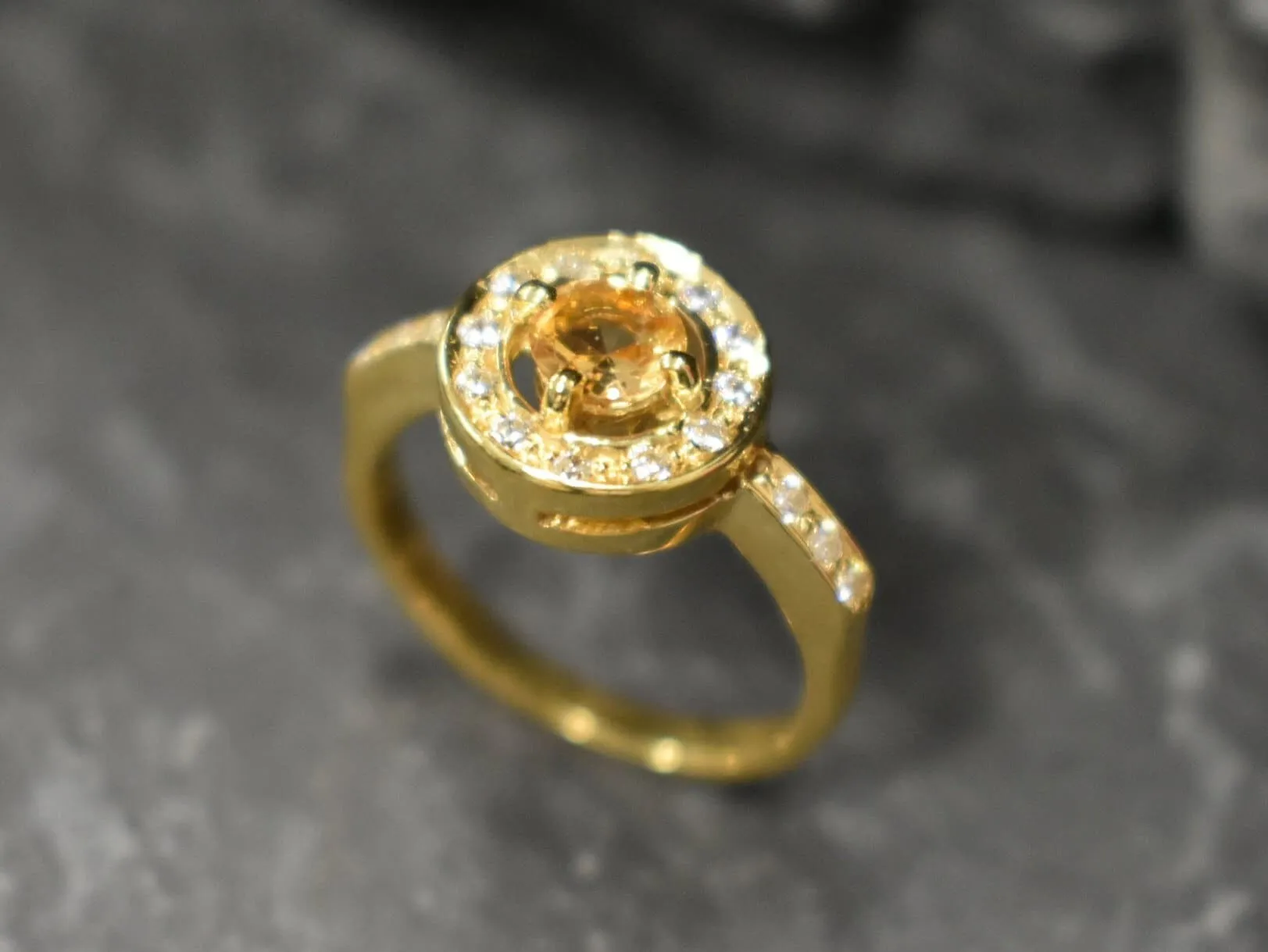 Dainty Citrine Gold Ring - Natural Citrine Ring - November Birthstone Ring