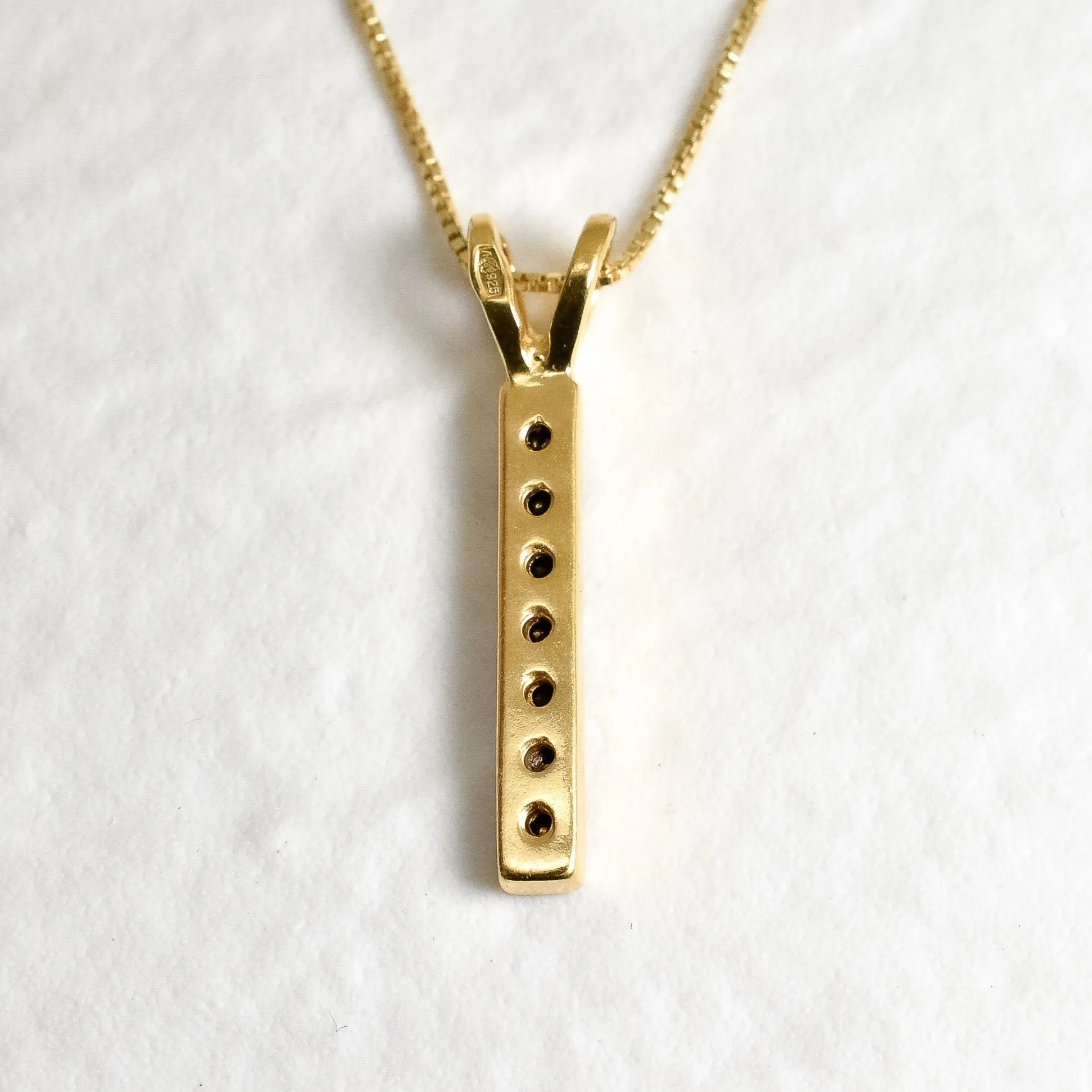 Dainty Onyx Pendant - Black Vertical Necklace - Onyx Bar Necklace