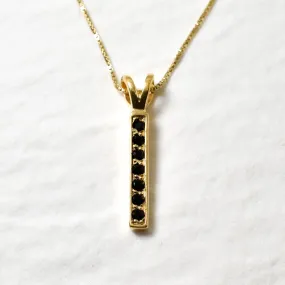Dainty Onyx Pendant - Black Vertical Necklace - Onyx Bar Necklace