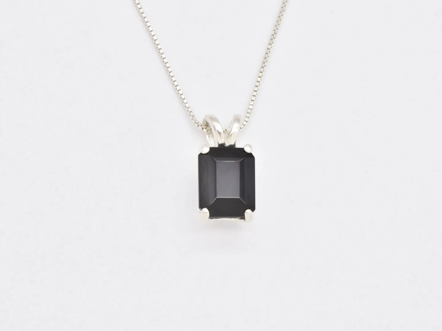 Dainty Onyx Pendant - Natural Onyx Necklace, Black Square Pendant
