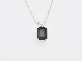 Dainty Onyx Pendant - Natural Onyx Necklace, Black Square Pendant