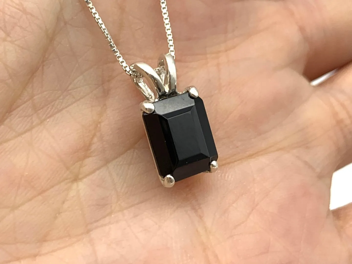 Dainty Onyx Pendant - Natural Onyx Necklace, Black Square Pendant