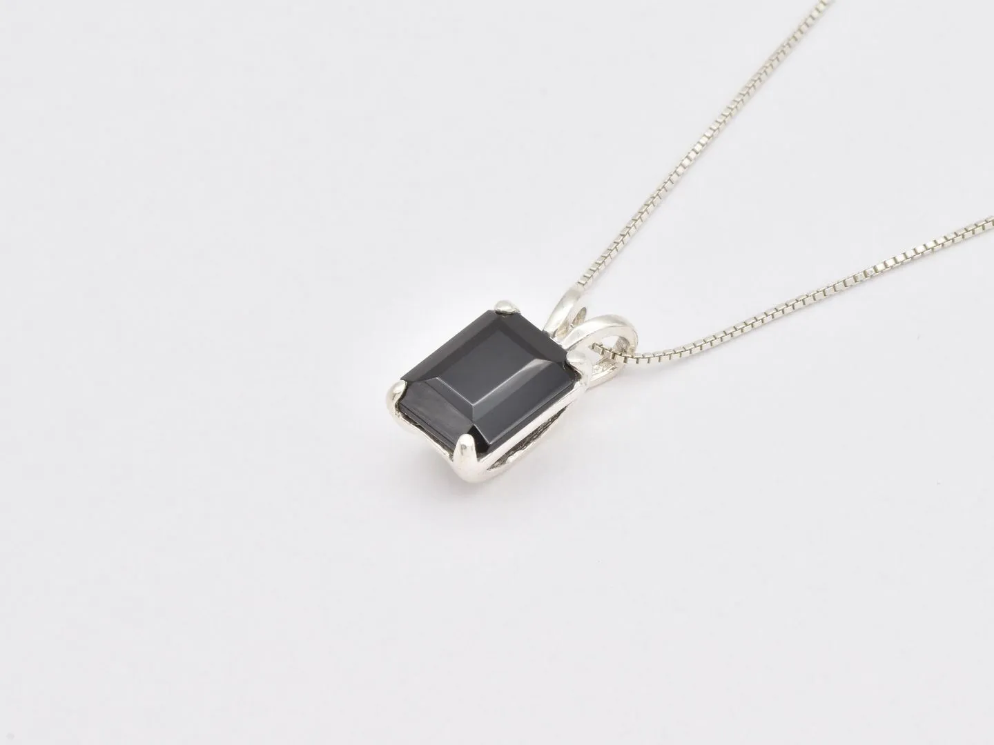 Dainty Onyx Pendant - Natural Onyx Necklace, Black Square Pendant