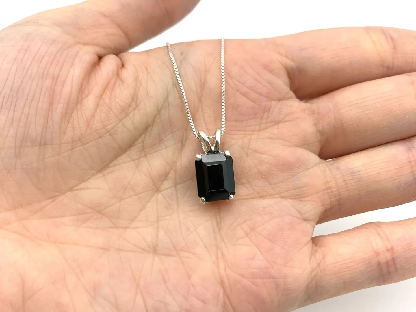 Dainty Onyx Pendant - Natural Onyx Necklace, Black Square Pendant