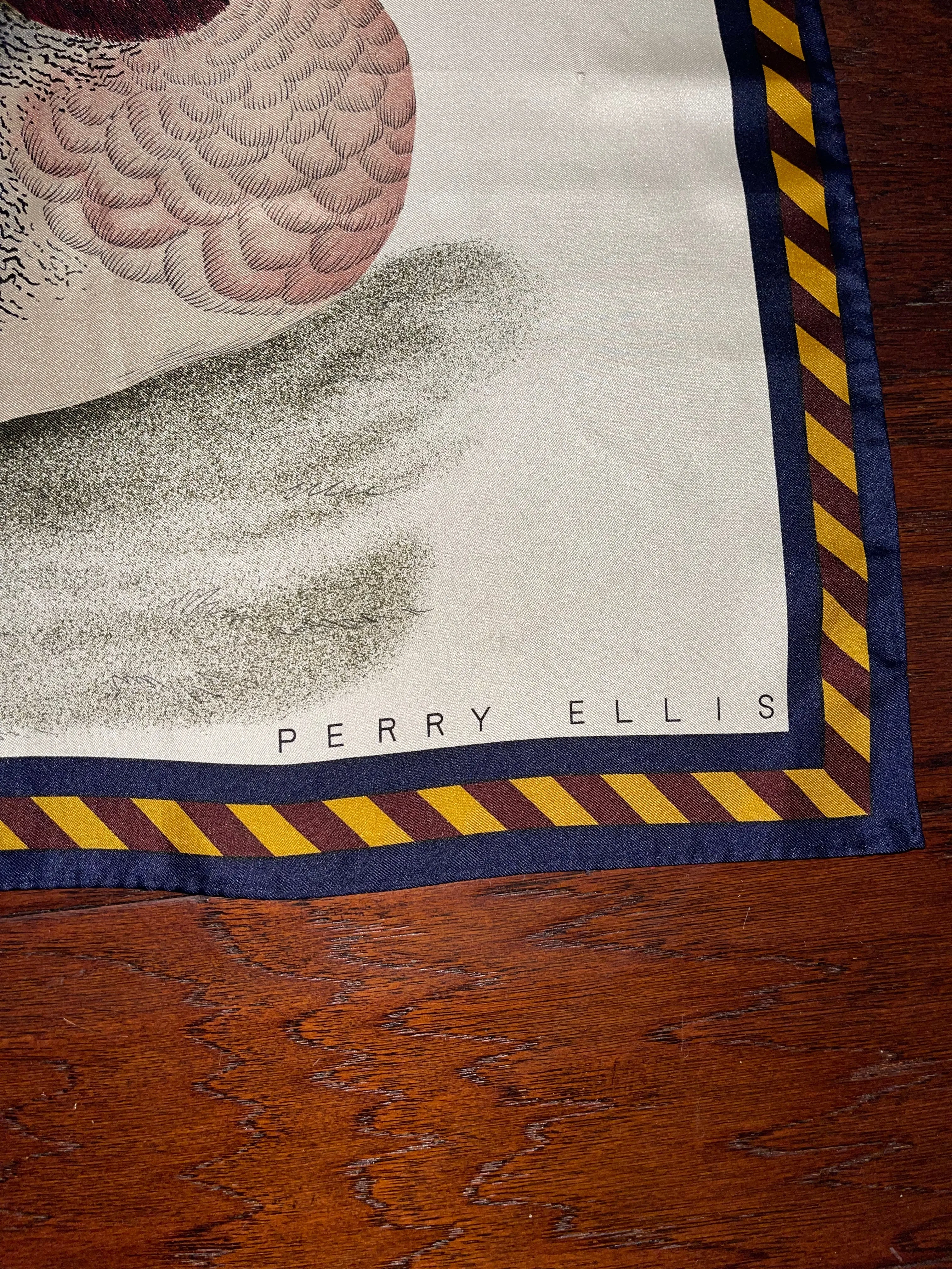 Designer Perry Ellis Duck silk scarf