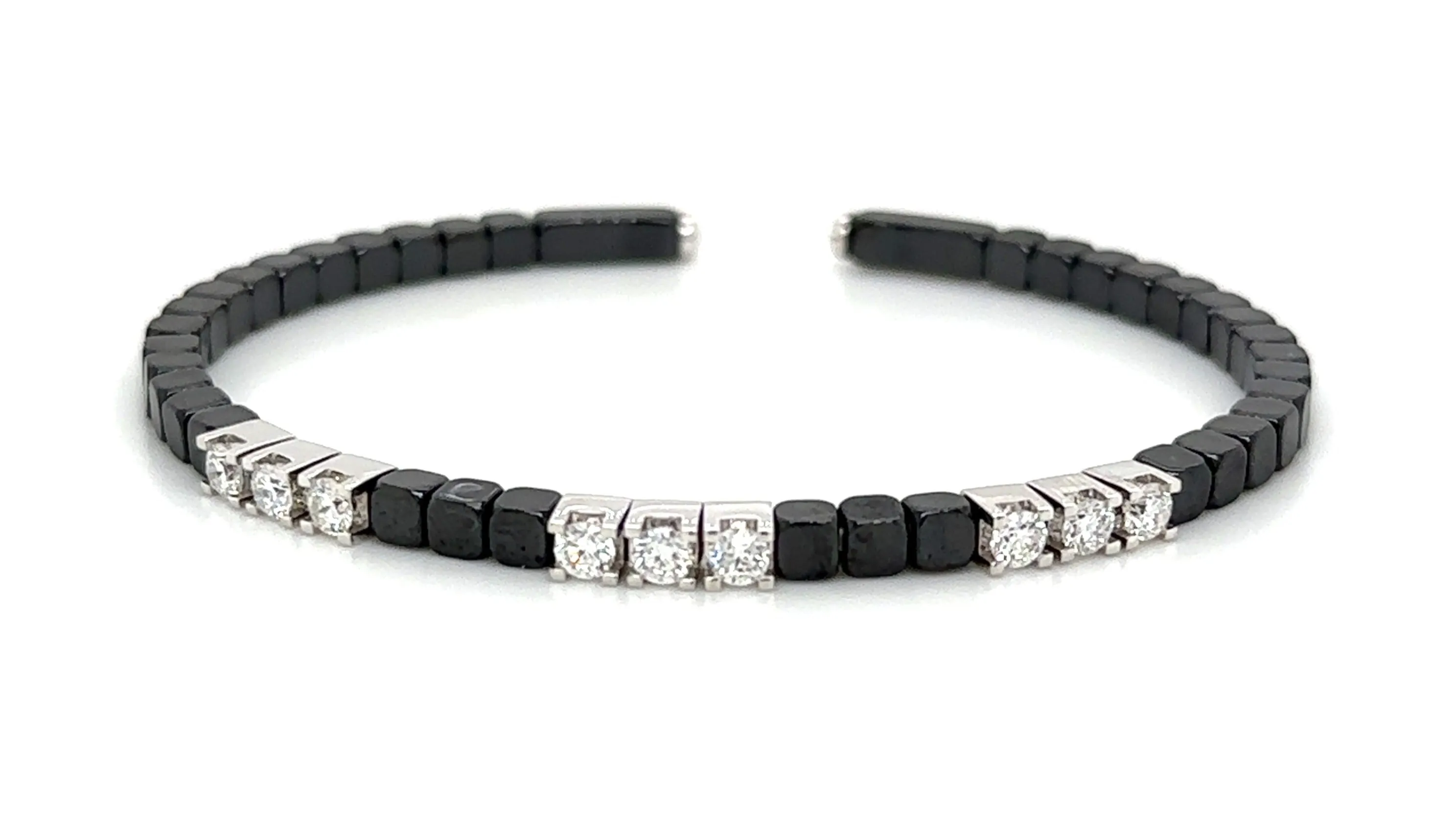Diamond and Ceramic Beaded Bangle Bracelet 0.84ct tw