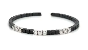 Diamond and Ceramic Beaded Bangle Bracelet 0.84ct tw